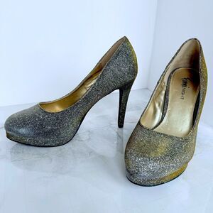 Metallic Shimmer Pumps High Heel Evening Shoes Wedding Bronze Gold-10 Wide